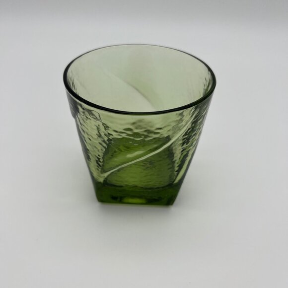 Vintage MCM Hazel-Atlas Pebblestone Green Flat Juice Whiskey Glasses - Set of 6 - Picture 5 of 8